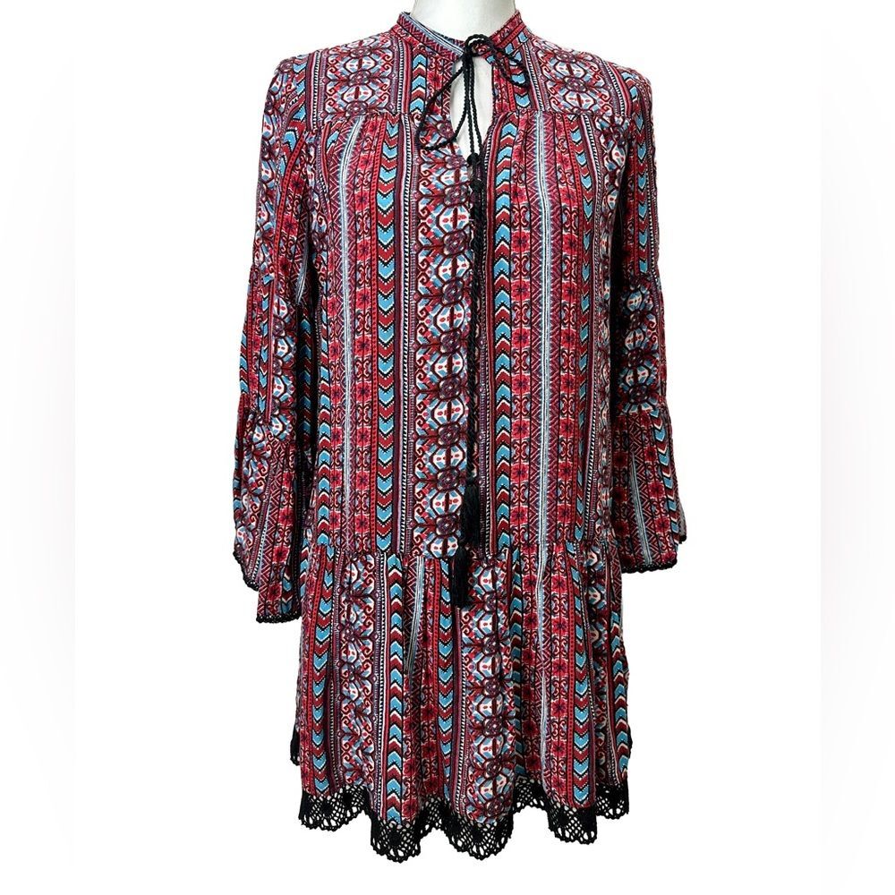 Uncle Frank Bohemian Bell Sleeve and lace Mini Dress Size S